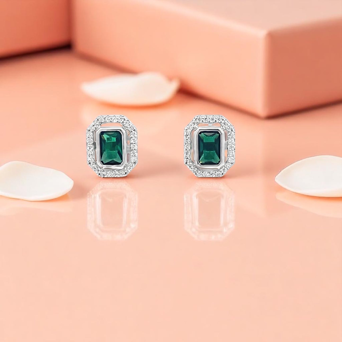 Elegant Emerald Stud Earrings