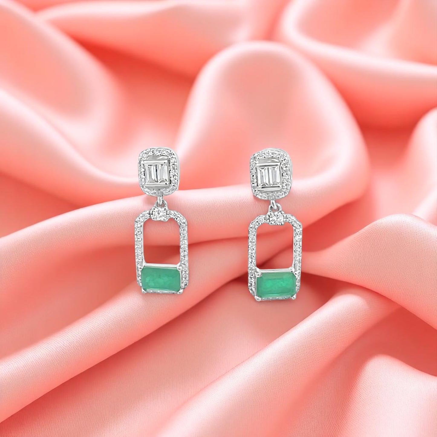 Elegant Green and Silver Earrings