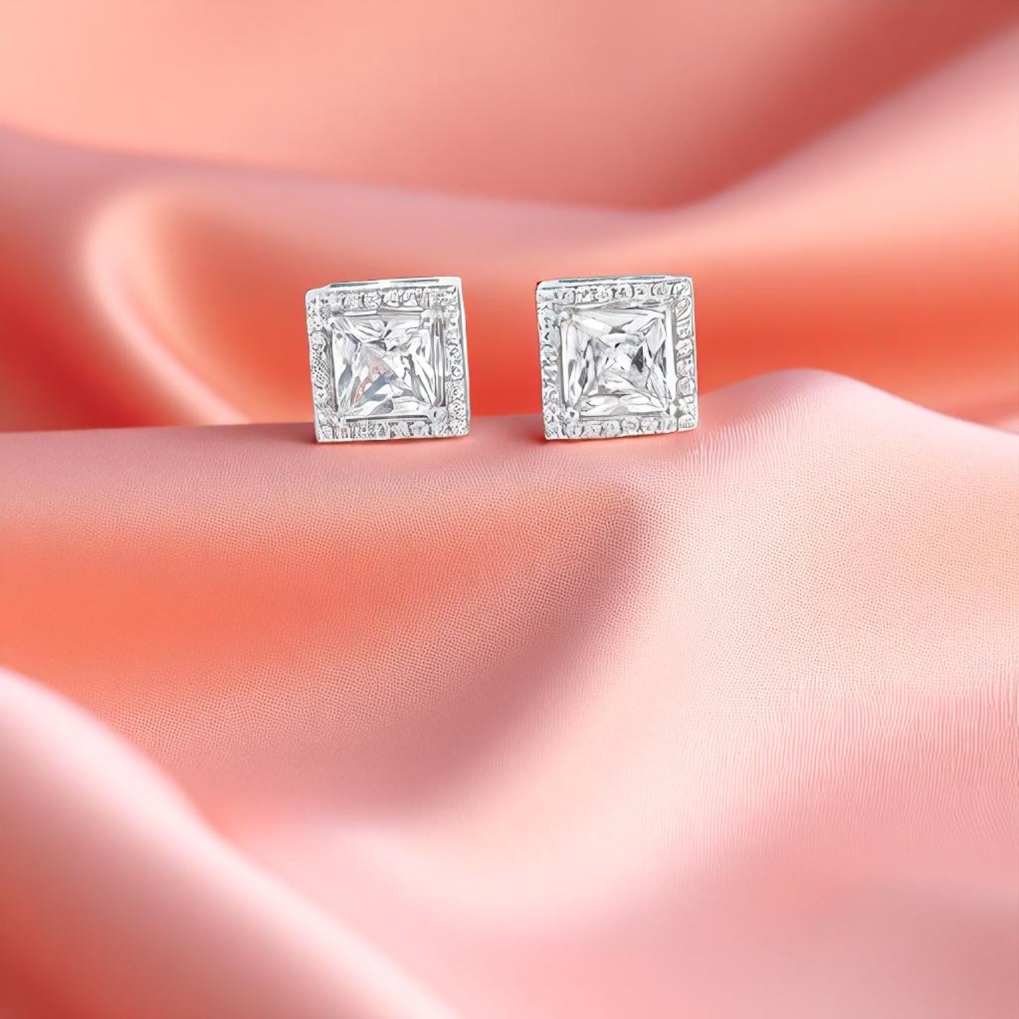 Elegant Square Diamond Earrings