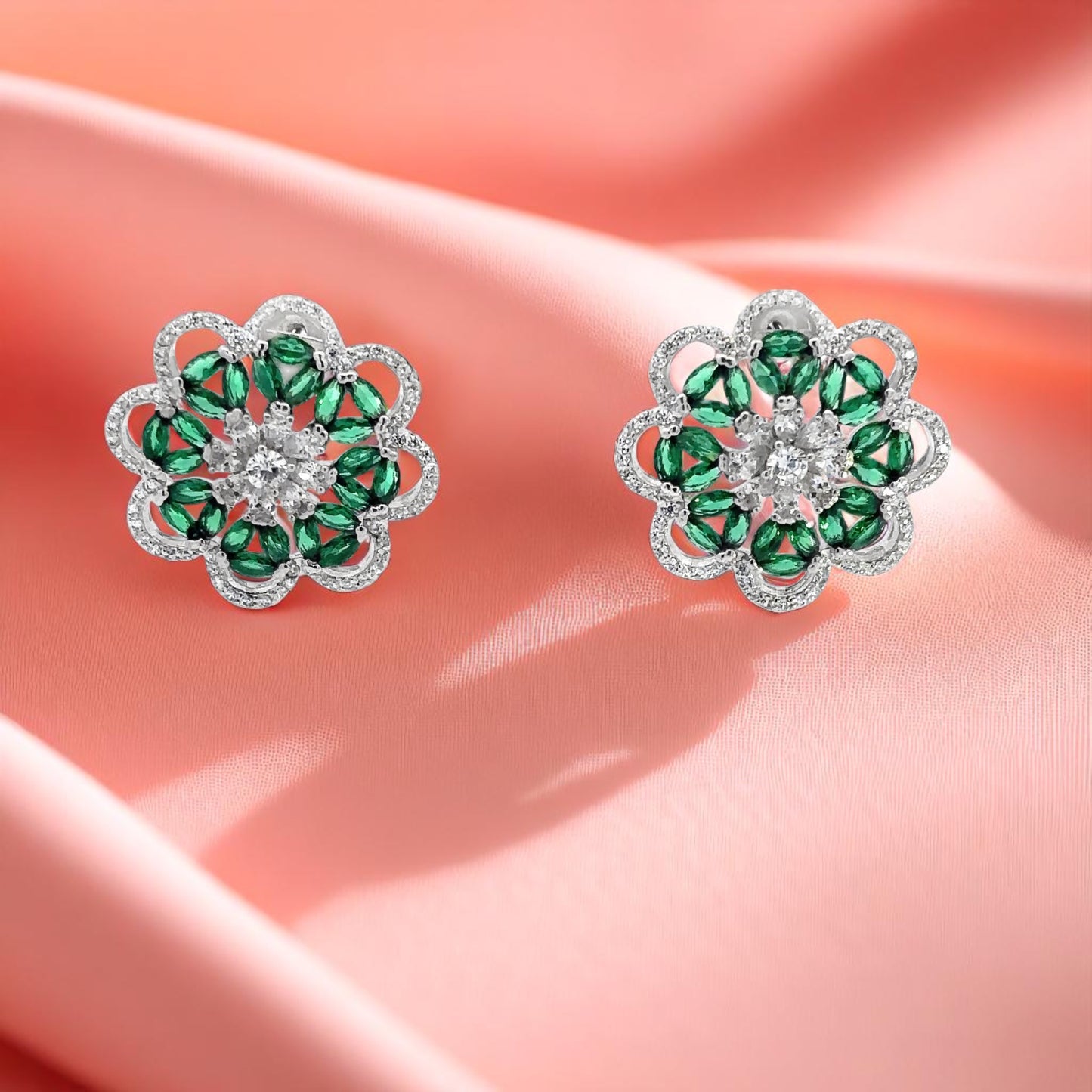 Elegant Floral Green Earrings