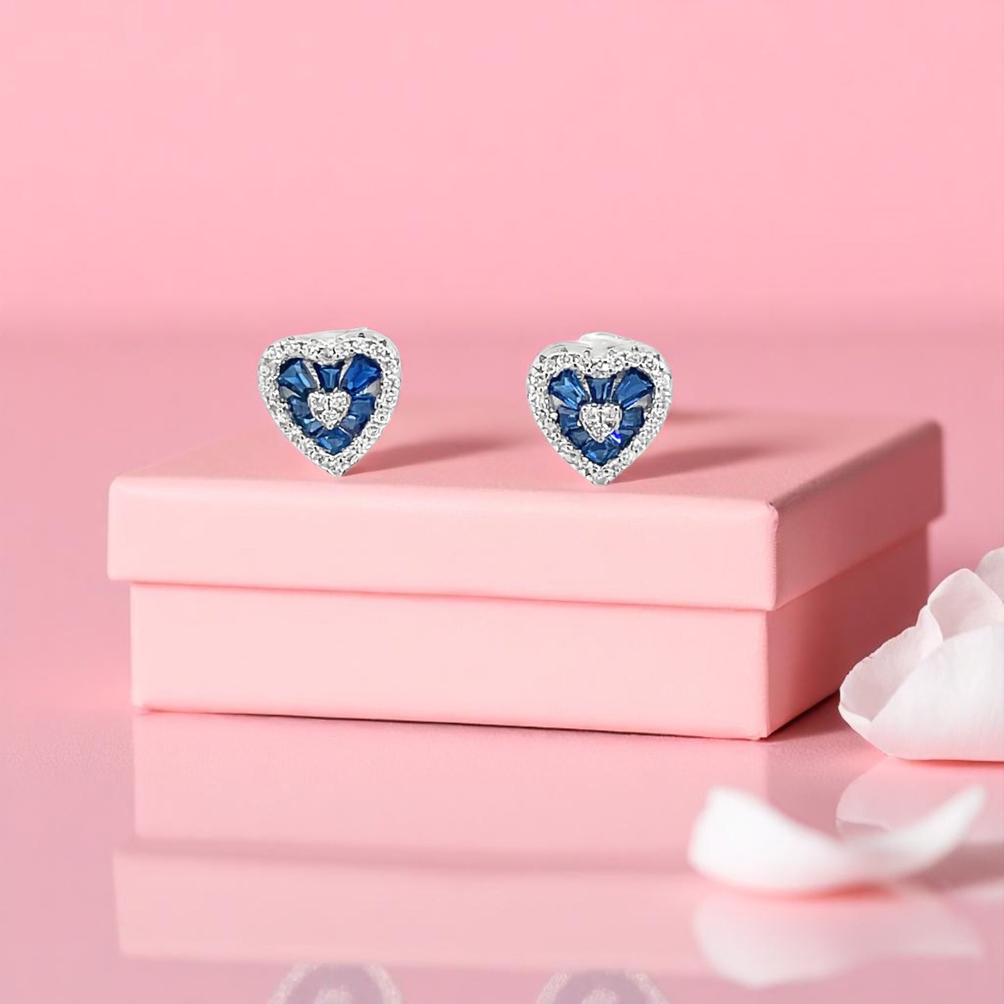 Elegant Heart-Shaped Blue Earrings