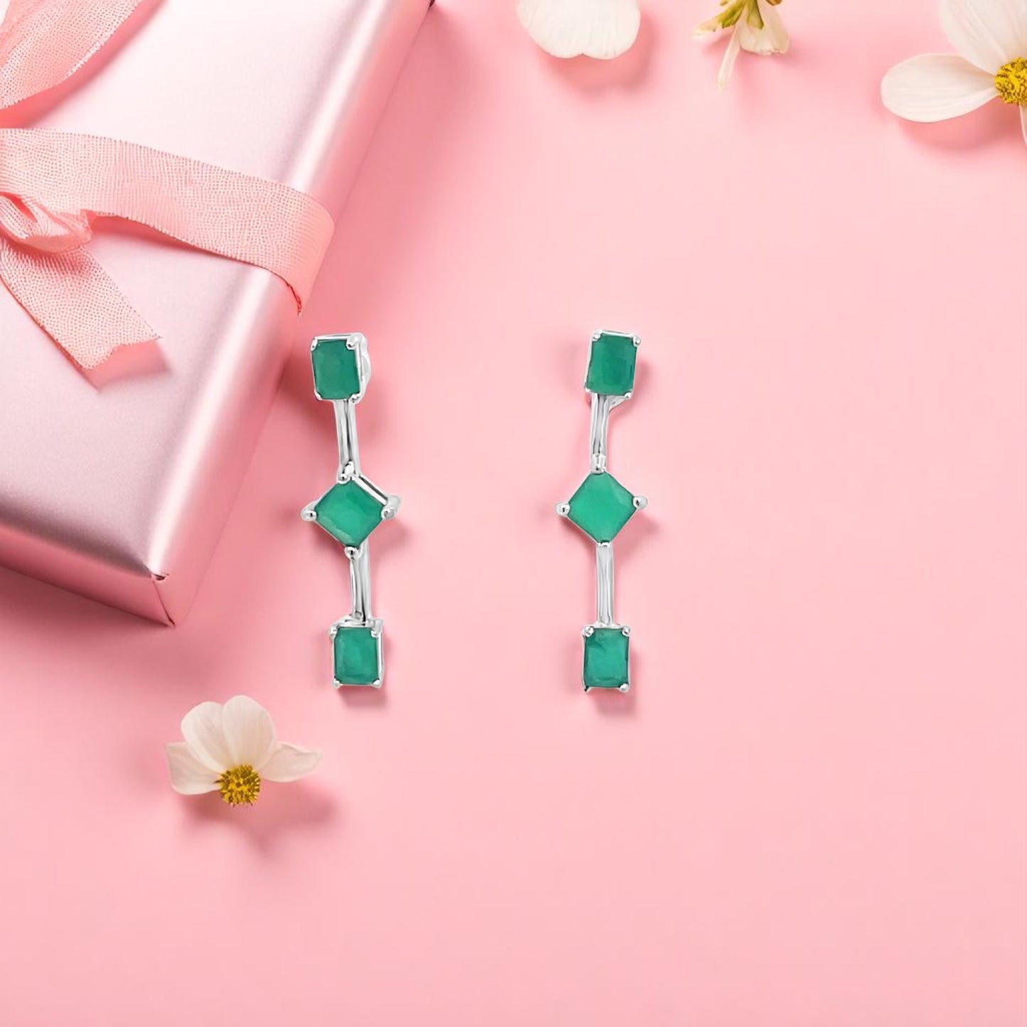 Elegant Green Gemstone Earrings