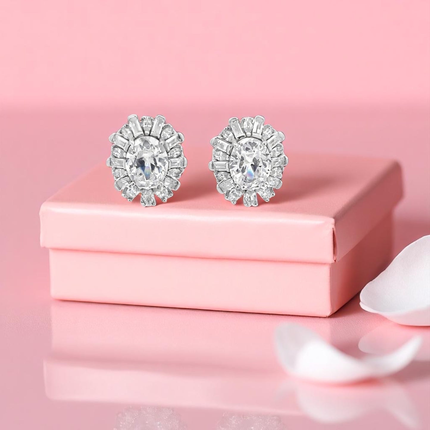 Elegant Silver Earrings with Sparkling Stones