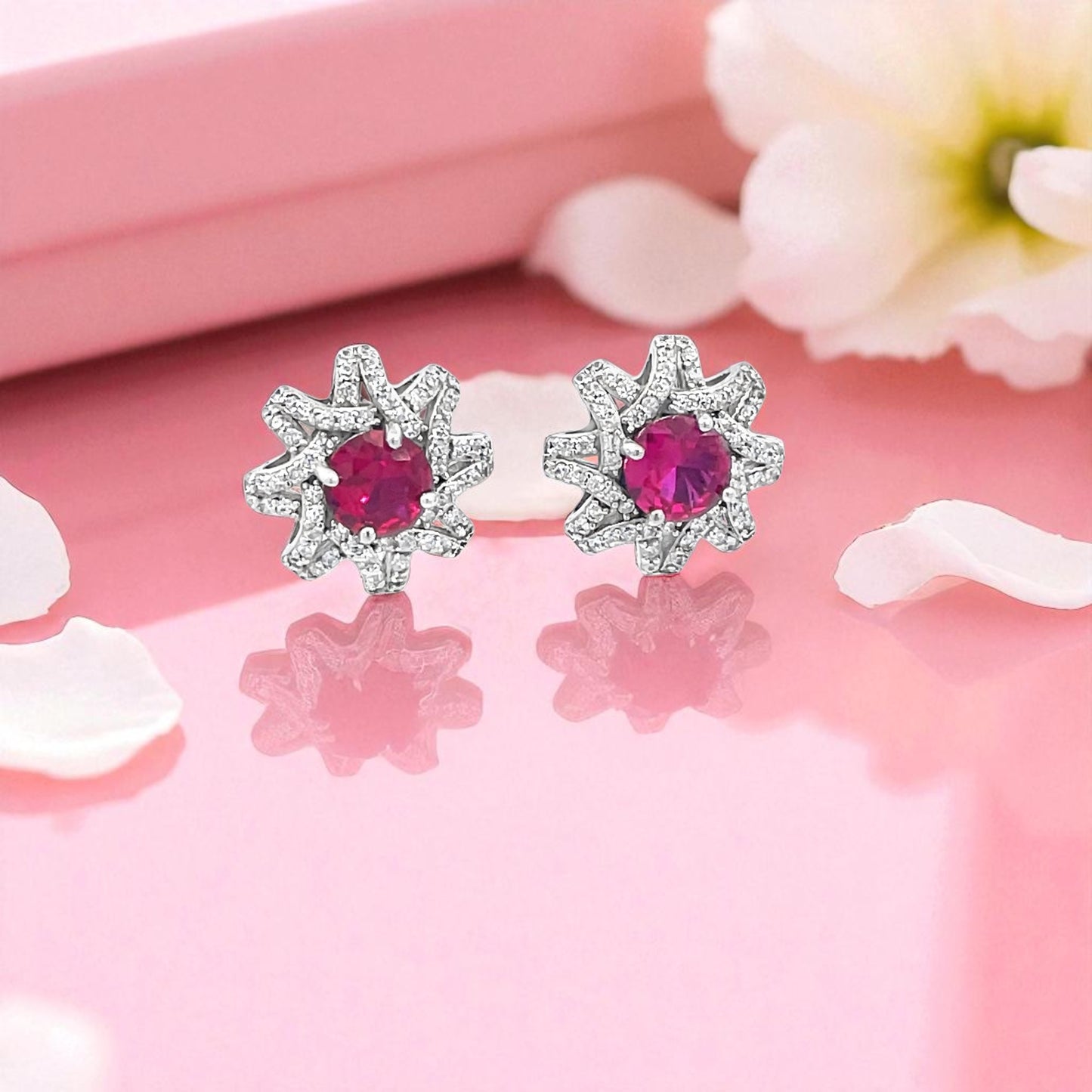 Elegant Ruby Starburst Earrings