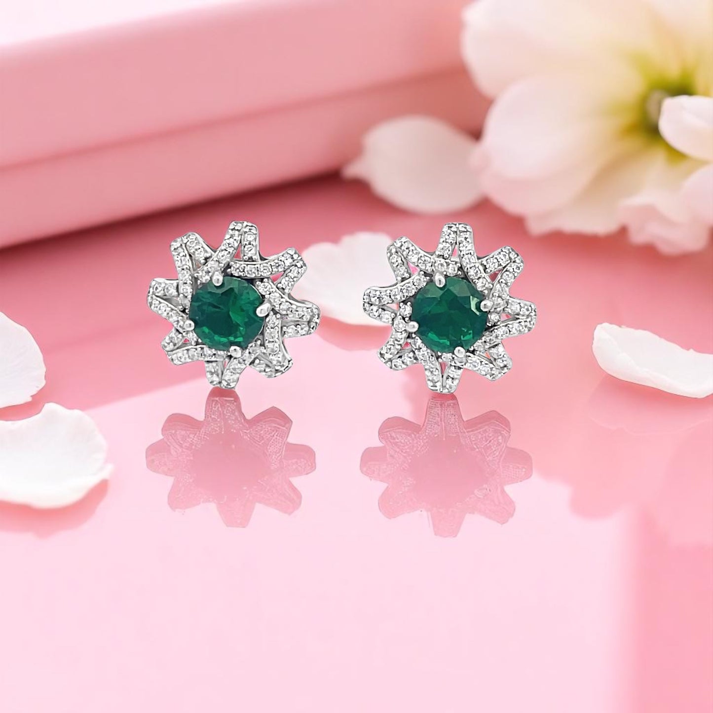 Elegant Emerald Starburst Earrings