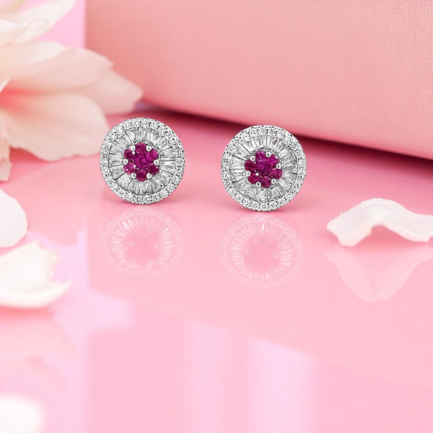 Elegant Ruby and Diamond Earrings