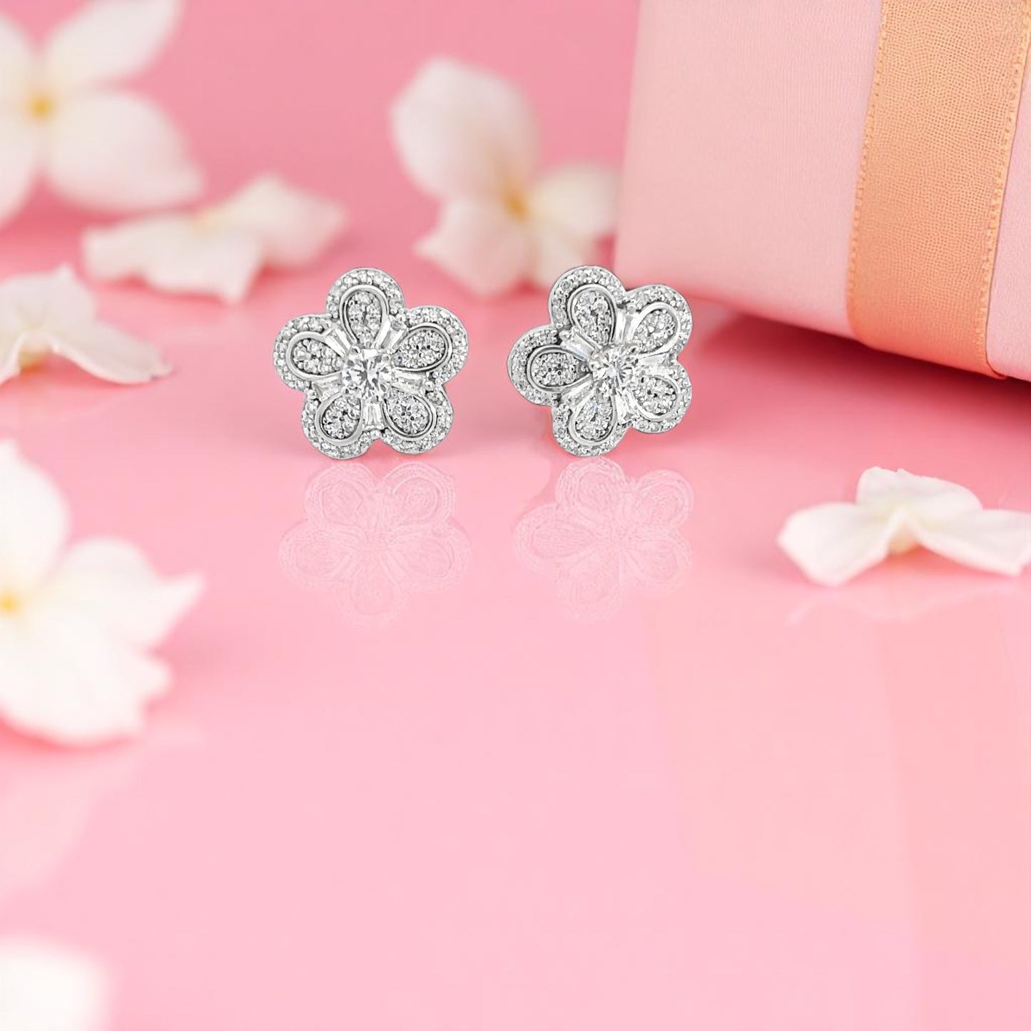 Elegant Floral Diamond Earrings