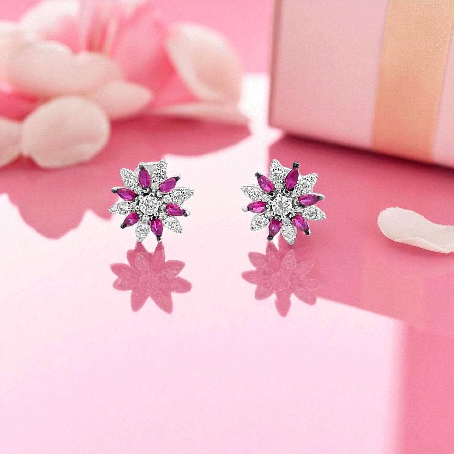 Elegant Floral Pink Earrings